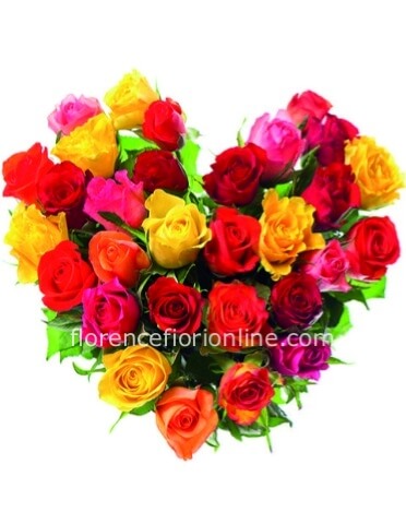 Cuore di rose assortite Ø cm 20