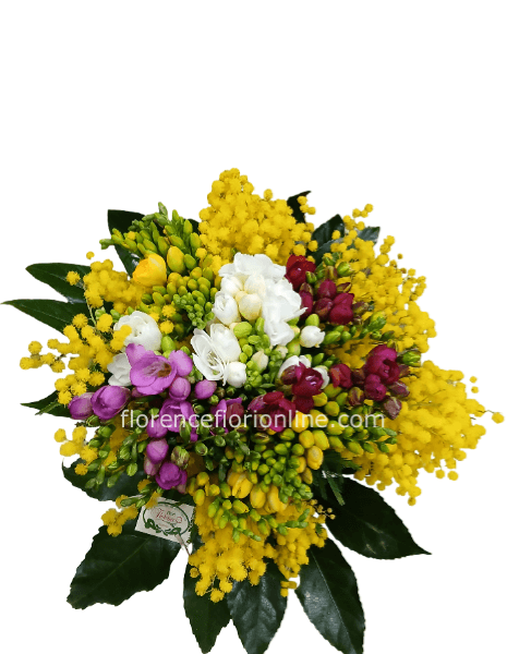 Bouquet di fresie e mimosa