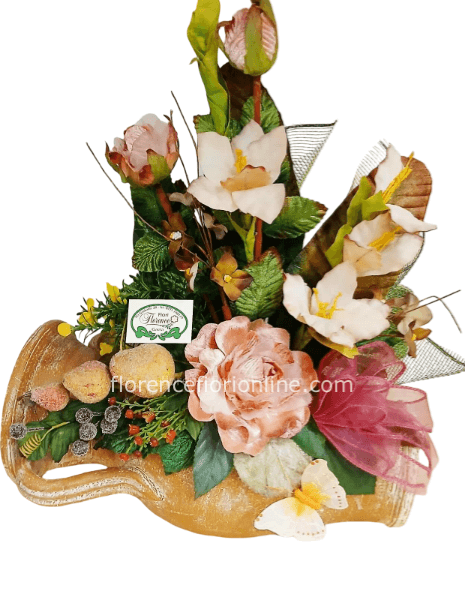 Fiori in anfora Piccola di terracotta: H 29 cm – L 20 cm