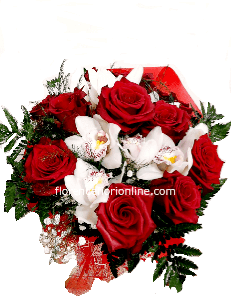 Bouquet di rose e orchidea