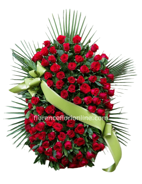 Cuscino funebre di rose rosse