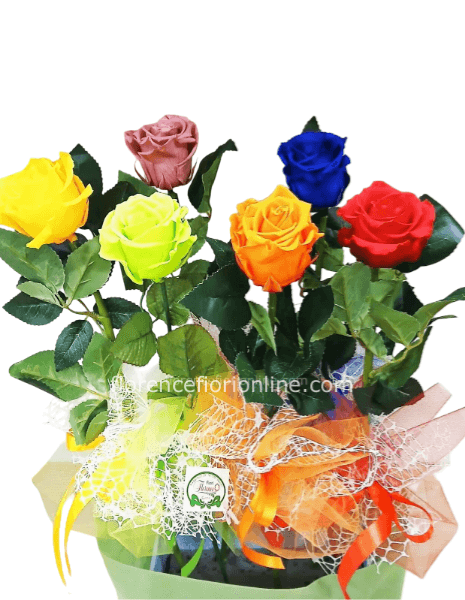 Bocciolo di Rosa vera stabilizzata con stelo artificiale. h 55cm