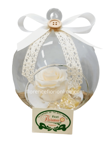 Rosa vera stabilizzata in ampolla di vetro - Bianco