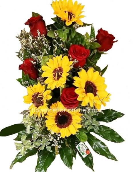 Girasoli e Rose rosse