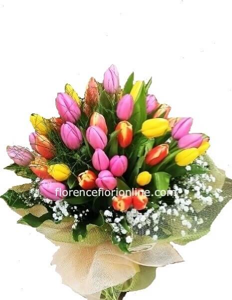 Tulipani colori misti confezionati.