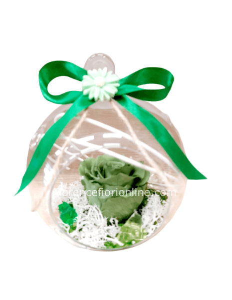 Rosa vera stabilizzata in ampolla di vetro - Verde