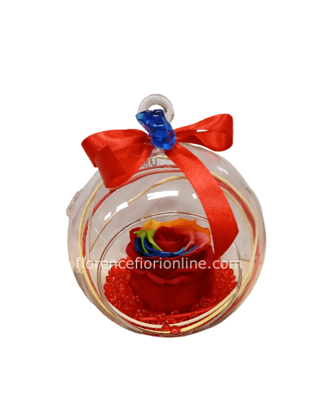 Rosa stabilizzata in ampolla di vetro - Petali Multicolor