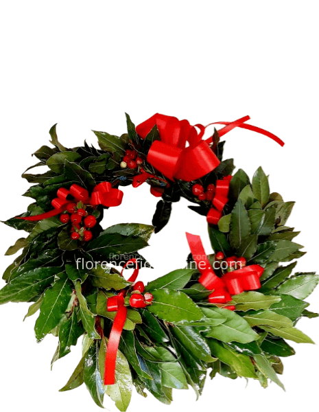 Coroncina per laurea con nastro rosso. (Senza bacche)