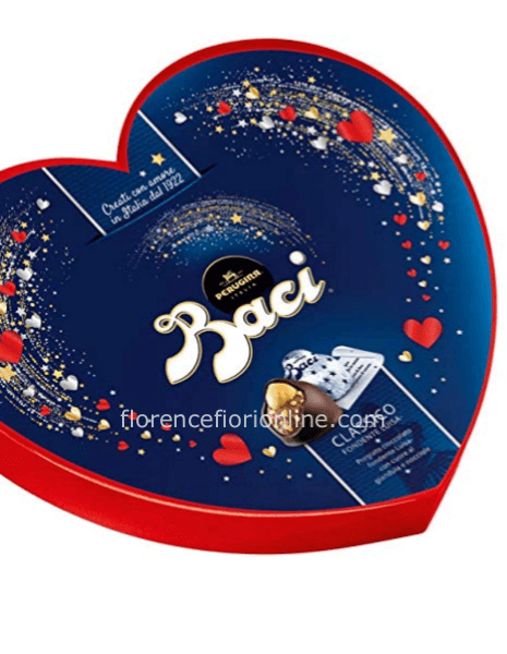 Scatola di cioccolatini Baci a forma di cuore da 100 gr.