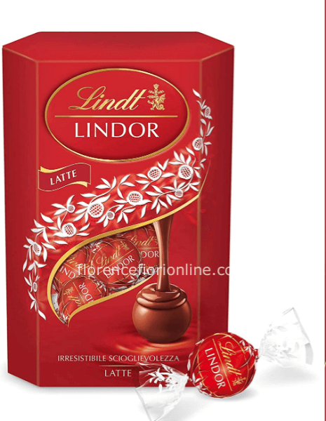 Scatola di cioccolatini al latte Lindt 200 grammi.