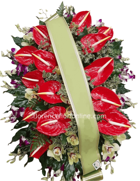Cuscino funebre di Anthurium e Orchidee