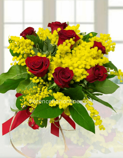 Bouquet di Rose e Mimosa