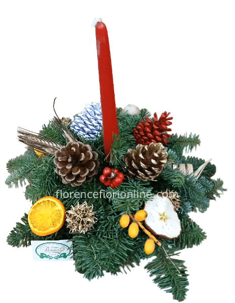 Centrotavola Natalizio in spugna con candela. diametro 20/25cm