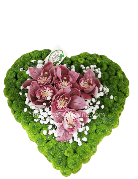 Cuore con orchidee e santini diametro 30cm
