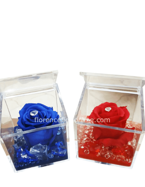 Rosa eterna in plexiglass - Blu