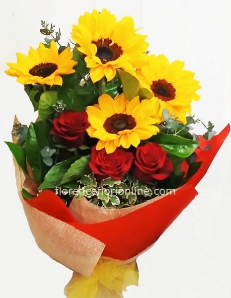 Rose rosse e Girasoli