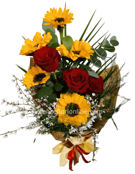 Rose rosse e Girasoli
