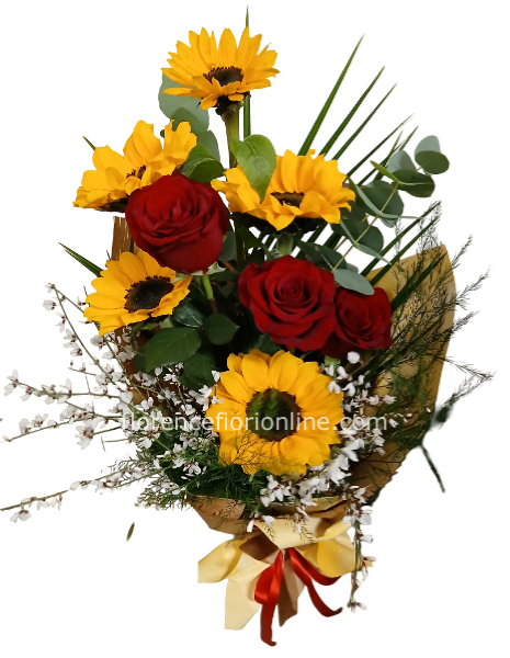 Rose rosse e Girasoli