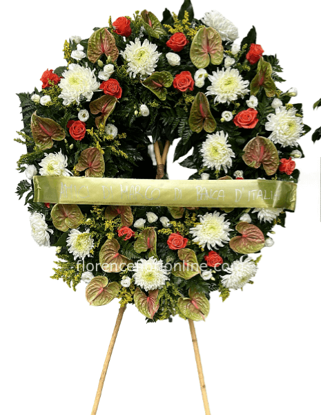 Corona funebre di fiori misti