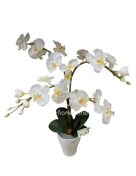 Pianta di Orchidea Artificiale Bianco in vaso di ceramica (h 65/70 cm)