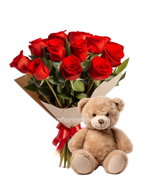 Rose Rosse con Peluche